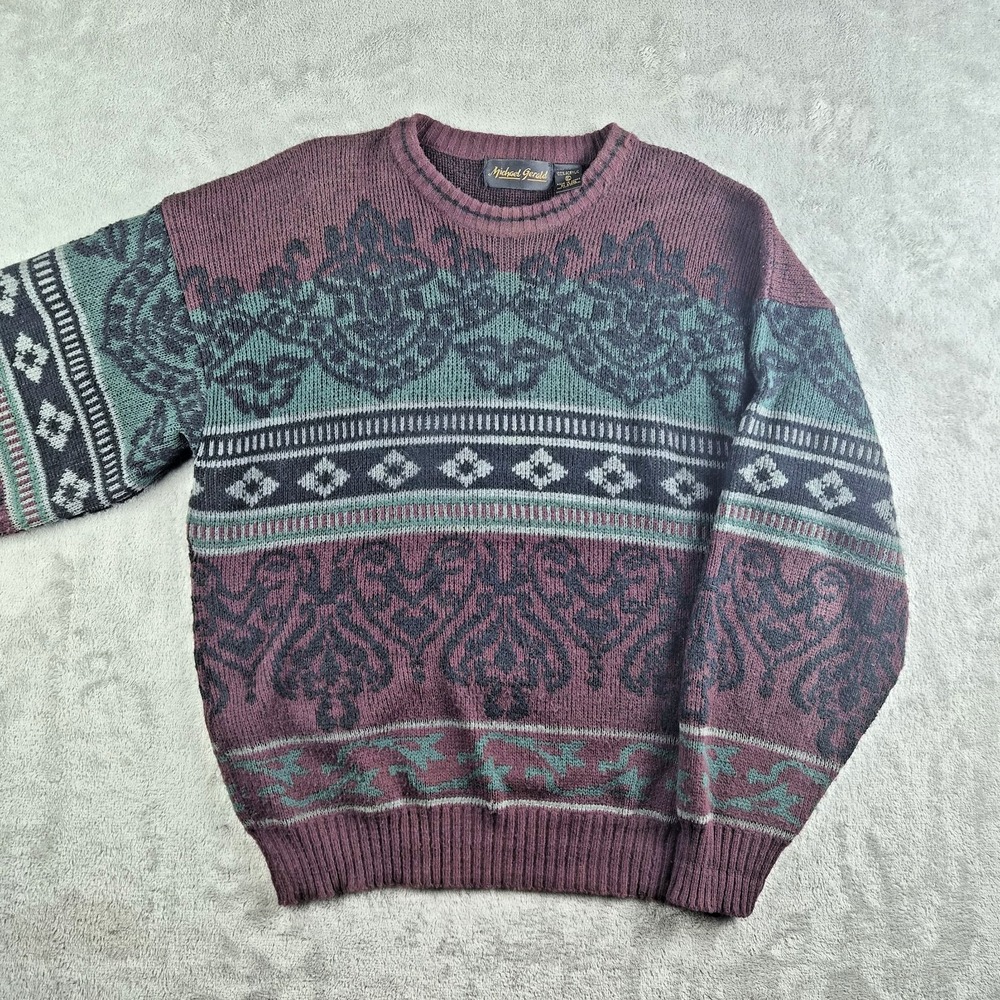 Vintage Michael Gerald Sweater Mens XL Knit Geometric Tribal 90s Southwestern